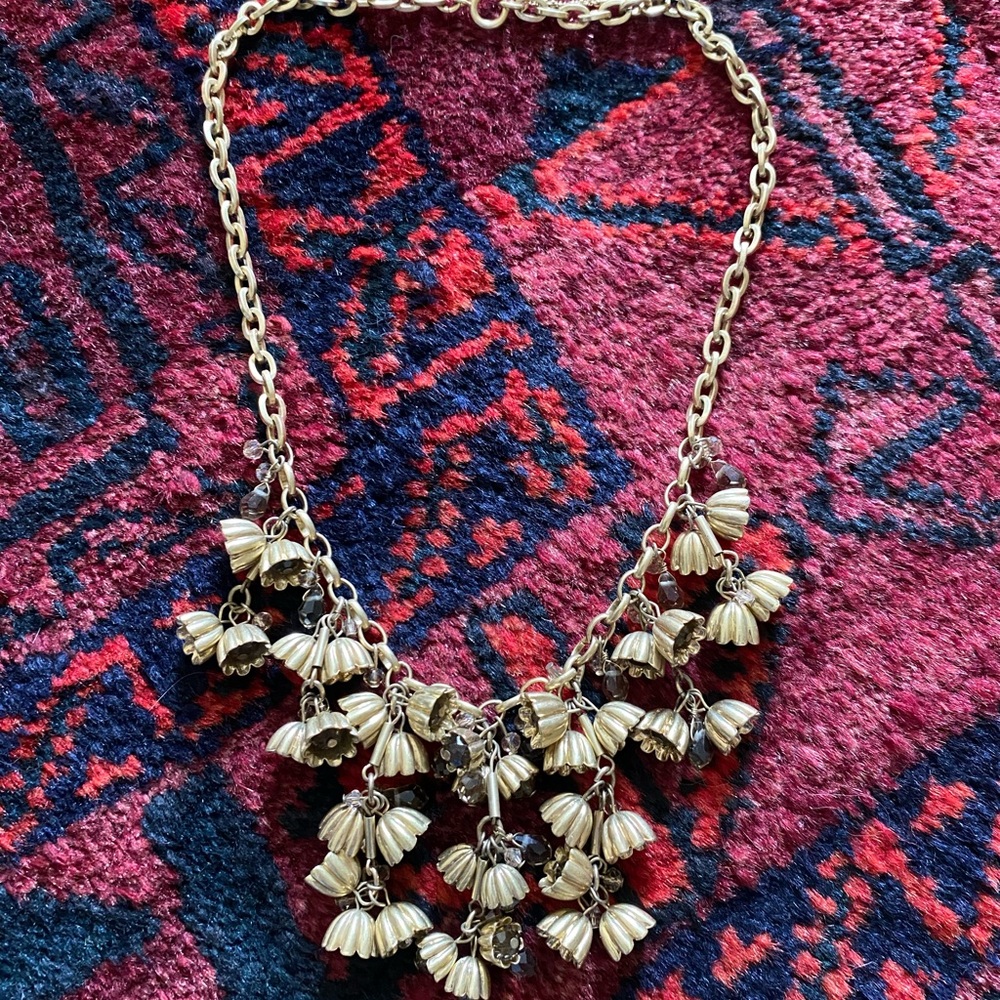 LOFT Gold flower Chain Necklace with Smoky Sparkle